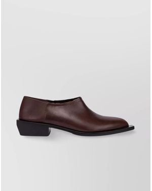 Moschino Leather Logo Print Loafers - Brown