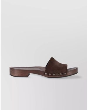 Miu Miu Leather Clogs - Brown