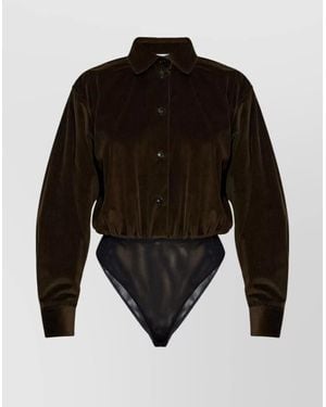 Max Mara Velvet Bodysuit Collared Neck - Black