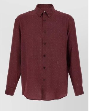 Saint Laurent Cassandre Long Sleeve Patterned Shirt - Red