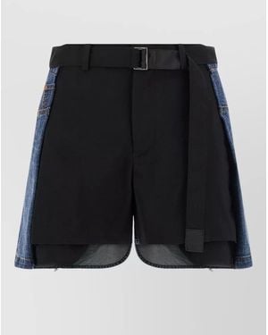 Sacai Wool Asymmetric Shorts - Black