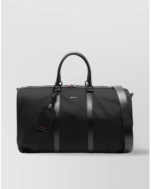 Kiton Logo Embellished Shoulder Strap Duffel Bag - Black