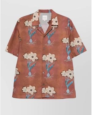 Paul Smith Camp Collar Floral Short Sleeve Shirt - Multicolor