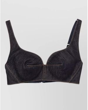 Givenchy Denim Cotton Bra Top Contrast Stitching - Black