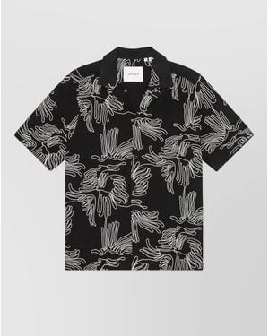 Les Deux Liam Shirt Short Sleeves Flower Pattern - Black