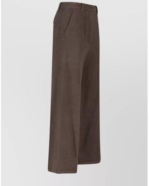 Low Classic Wool Alpaca Wide-Leg Trousers - Brown