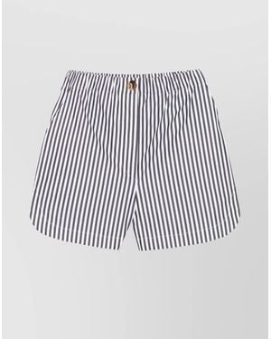 Sportmax Striped Cotton Knee-Length Shorts - White
