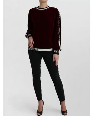 Dolce & Gabbana Velvet Crew Neck Pullover Sweater Striped Trims - Black