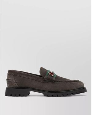 Gucci Suede Horsebit Loafers - Gray