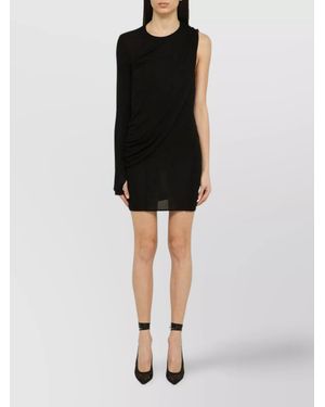 ANDREADAMO Viscose One-Shoulder Draped Mini Dress - Black