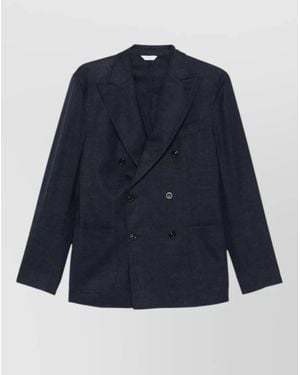 Boglioli Wool Double-Breasted Blazer - Blue