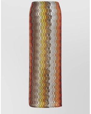 Missoni Greek Zigzag Pattern Raschel Midi Skirt - Multicolor