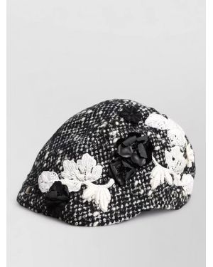 Dolce & Gabbana Floral Appliqué Cloche Hat - Grey
