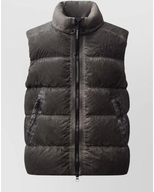 C.P. Company Padded High Collar Sleeveless Zip Pockets Vest - Black