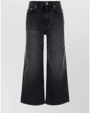 KENZO Stretch Denim Wide-Leg Pants - Black