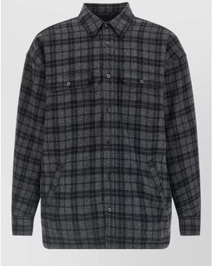 Willy Chavarria Quilted Shirt Jacket Chest Pockets Sleeves - Grey