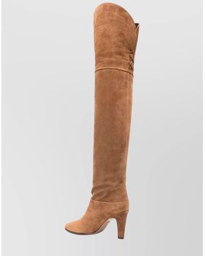 Chloé Over-The-Knee Suede Almond Toe Boots - White