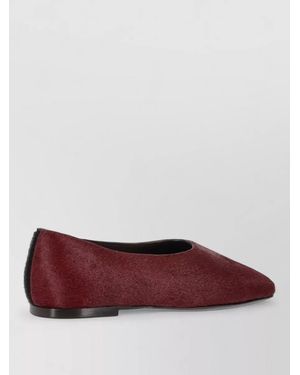 Ami Paris Ballerina Shoes Flat Sole Fur Texture - Red