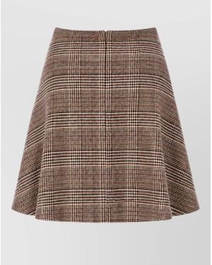 Ermanno Scervino Wool Checked High-Rise Mini A-Line Skirt - Brown