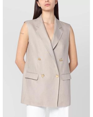 Tagliatore Linen Double Breasted Sleeveless Vest - White