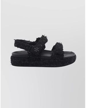 Tory Burch Sporty Kira Flat Sandals Platform - Black