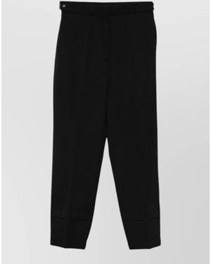 Lanvin Straight Trousers Belt Loops Button Detail - Black