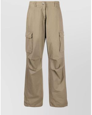 Coperni Cotton High-Rise Wide-Leg Cargo Trousers - Natural
