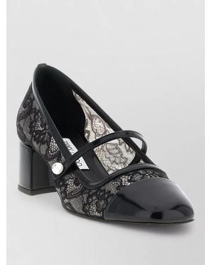 Jimmy Choo Elisa Pumps Block Heel Lace Overlay Pearls - Black