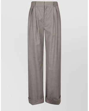 Loulou de Saison Davy High Waist Pleated Tailored Pants - Gray