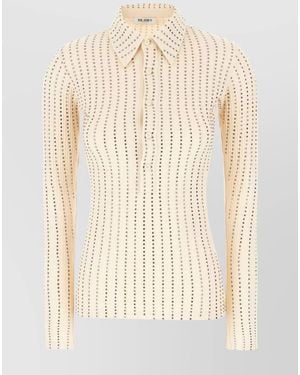 The Attico Cotton Short Sleeve Polo Shirt - Natural