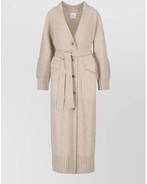 Malo Crewneck Loungewear Robe Belted Waist - Natural