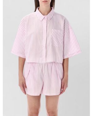 Nike Bowling Shirt Striped Short Sleeve Pocket - Pink
