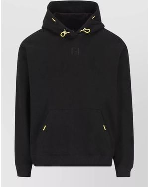 Fendi Hooded Sweater Drawstring Kangaroo Pocket Logo - Black
