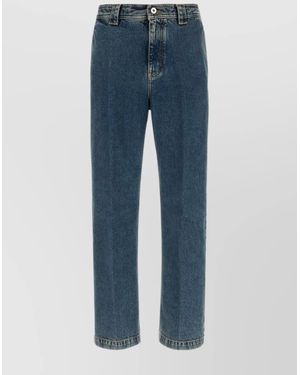 Ferragamo Straight Leg Denim Pants With Contrast Stitching - Blue