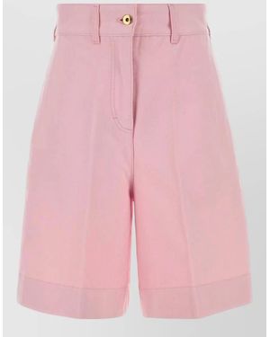 Patou High Waist Pleated Bermuda Shorts Turn Up - Pink