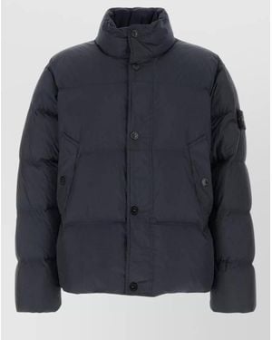 Stone Island Navy Blue Nylon Down Jacket