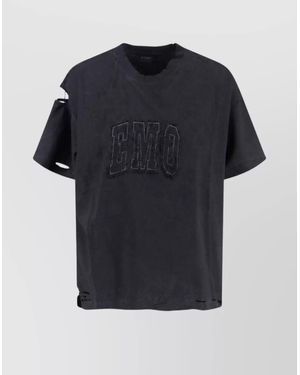 Balenciaga Crew Neck Distressed Detailing Short Sleeves - Black