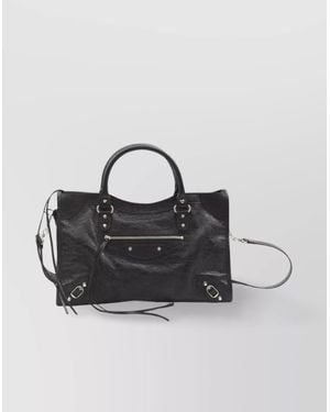 Balenciaga Leather Shopping Bag Zip - Black