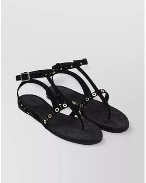 Castañer Studded Embellishments Open Toe Flat Sandals - Black