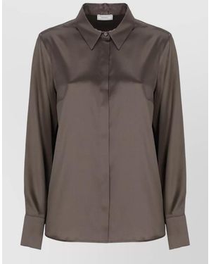Peserico Silk Tailored Shirt Suitable Layering Cuffs - Brown