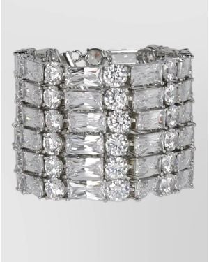 Self-Portrait Multi Row Crystal Bracelet Adjustable Chain - Grey