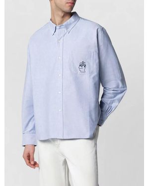 Brain Dead Shirt Button Down Collar Chest Pocket - Blue