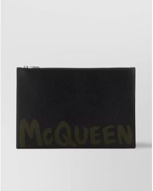 McQueen Leather Clutch Bag - Black