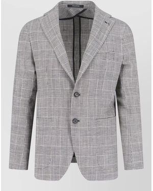 Tagliatore Single Breasted Blazer Check Pattern Notch Lapel - Grey