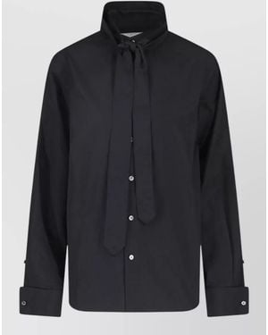 Sacai Shirt Regular Fit Collar Tie Neck Long Sleeves - Blue
