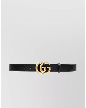 Gucci Calf Leather Gg Buckle Belt - White