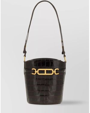 Tom Ford Small Crocodile Bucket Bag With Hardware - White