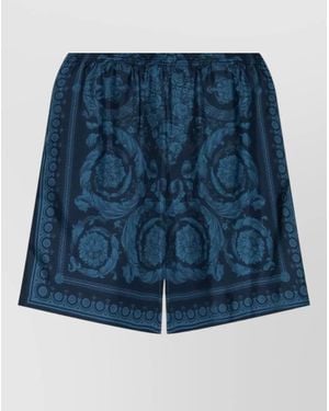 Versace Printed Silk Bermuda Shorts - Blue