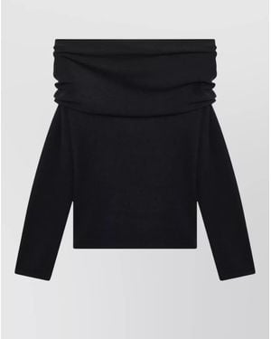 Max Mara Off Shoulder Knit Top Long Sleeves - Blue