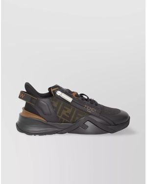 Fendi Slip-On Sneakers With Rubber Sole And Ff Fabric Inserts - Gray